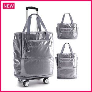 48L Expandable Rolling Duffle Bag with Wheels, Water-Resistant Travel Luggage